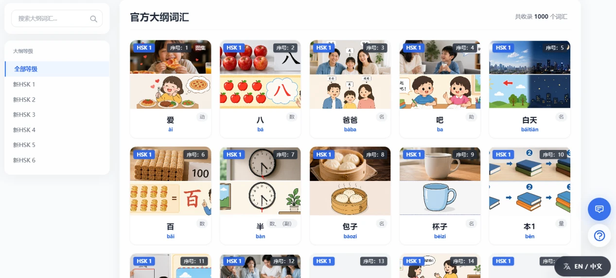 大纲词汇界面